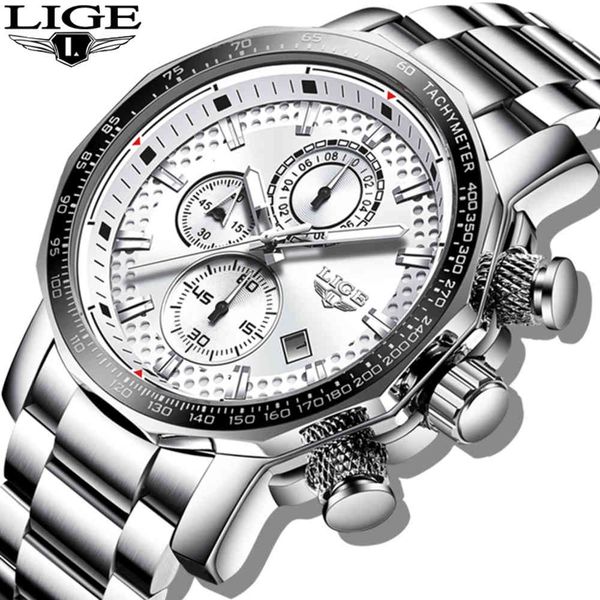 

lige silver big watch sport quartz clock fashion watches luxury waterproof chronograph, Slivery;brown