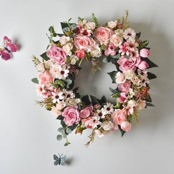 

decorative flowers & wreaths cilected artificial rose flower wreath 16inch window door hanging garland christmas wall ornament wedding brida