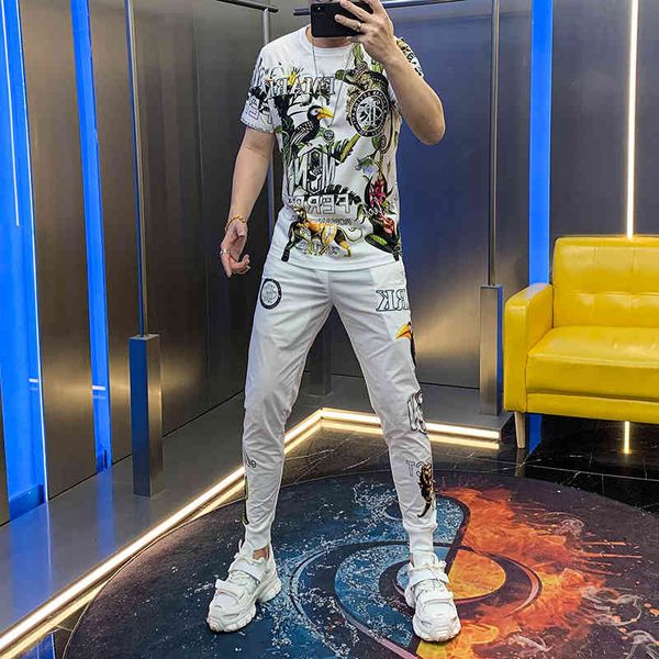 

hoodies men's europe summer short pants printing 3d digital card two piece together, Black
