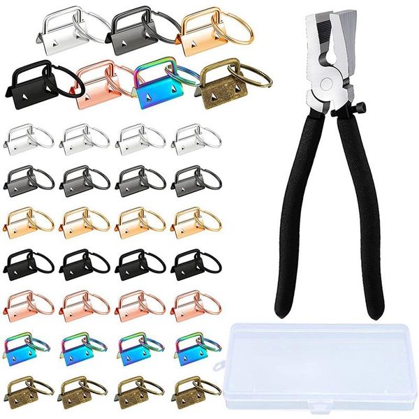 

hooks & rails 37 pieces key fob hardware set, including 35 pcs 7 colors keychain, pliers for diy keychain supplies