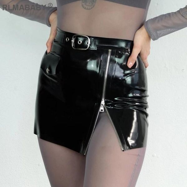 

zipper pu leather mini skirts slim high waist skirt red fashion autumn winter women pocket night club black