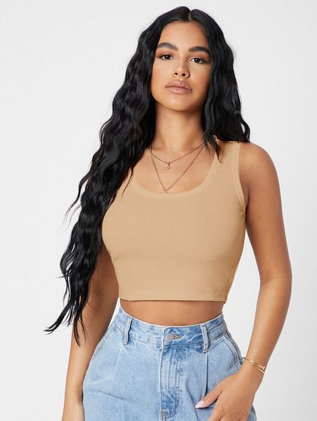 

rib-knit crop tank 74nu#, White