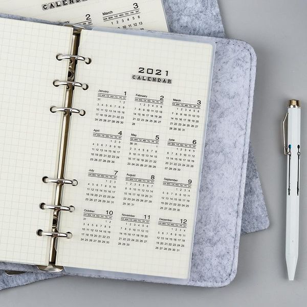 

notepads 2021 calendar plastic divider a5 a6 loose leaf notebook planner index for teachers students office supplies, Purple;pink