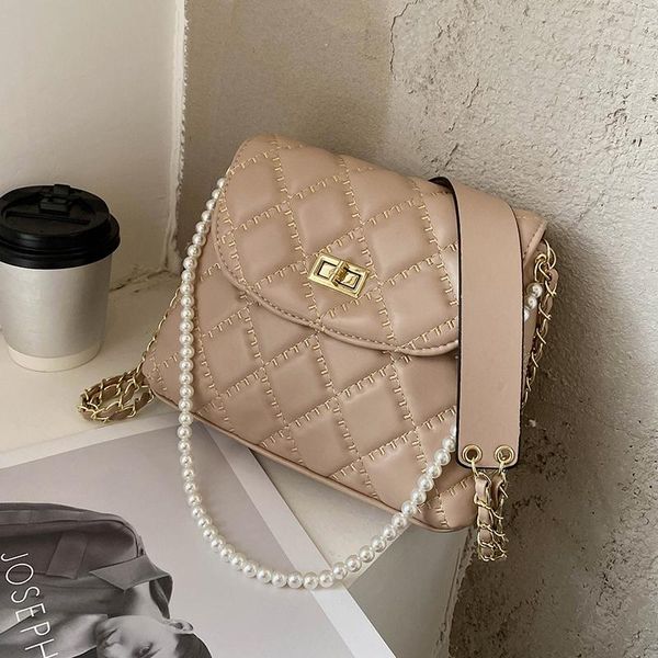 

original brand fashion bag female pearl chain shoulder messenger square bags