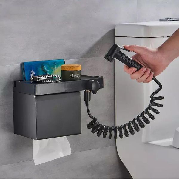 

toilet paper holders stainless steel towel holder black/white hand held type bidet shower sets bathroom mixer portable spray gun