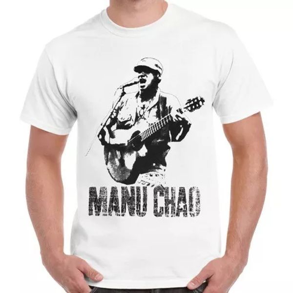 

manu chao en vivo manonegra retro t shirt 162, White;black