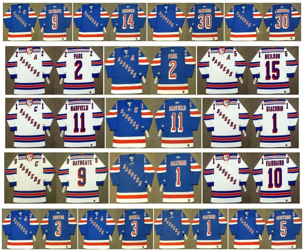 

Vintage New York Rangers Jerseys 2 BRAD PARK 15 JIM NEILSON 11 VIC HADFIELD 1 EDDIE GIACOMIN 10 BILL FAIRBAIRN 9 ANDYBATHGATE Retro Hockey, Colour 1