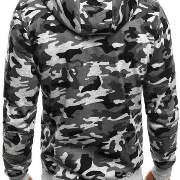 

men's hoodies 2021 hooded sweater camouflage zipper cardigan coat jaet, Black
