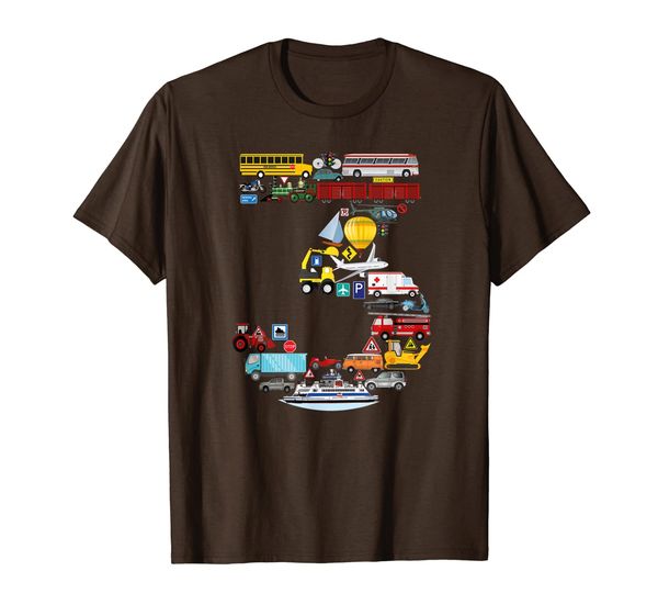 

cars trucks modes of transport third birthday boy t-shirt, White;black