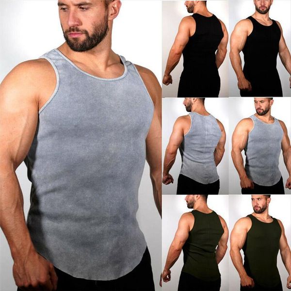 

gym men bodybuilding tank muscle stringer athletic fitness tee clothes, White;black