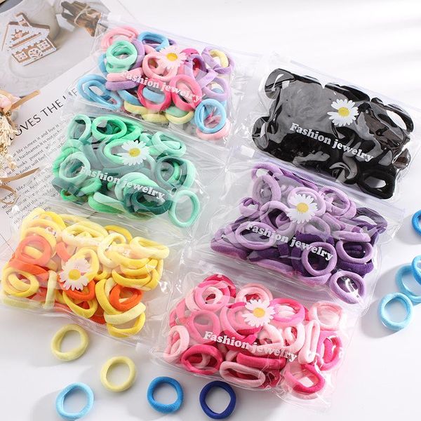 

hair accessories 50pcs/set candy color band rubber bands elastic ponytail holder scrunchies simple for women girl headwear, Slivery;white