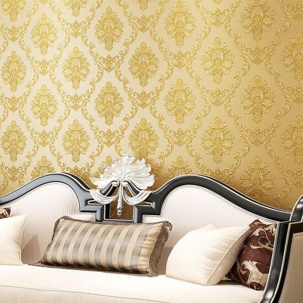 

wallpapers modern europe damask florals wallpaper 3d embossed non woven living room bedroom background flowers wall paper