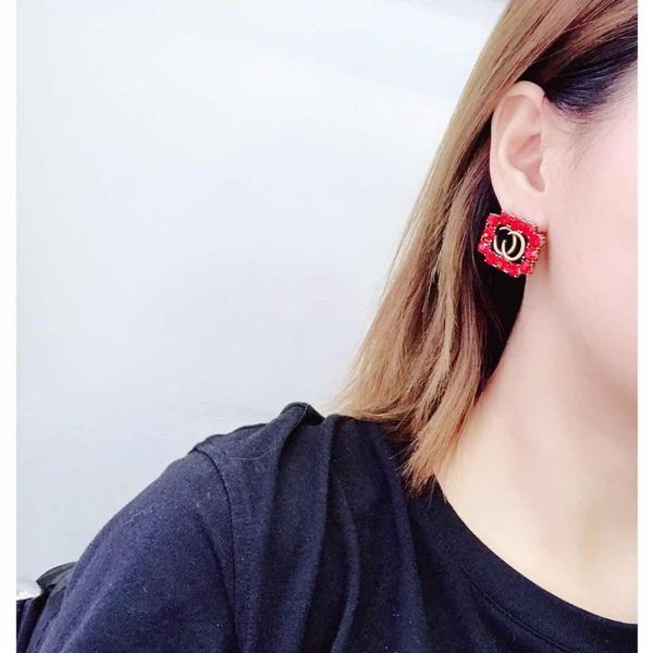 

70% off square earrings diamond pearl earrings net red earrings, Golden