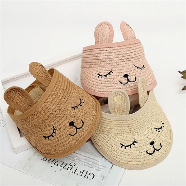 

new bunny baby hat summer straw folding visor baby cap cute adjustable kids sun hat for boys girls child cap 1 pc 1969 z2, Yellow