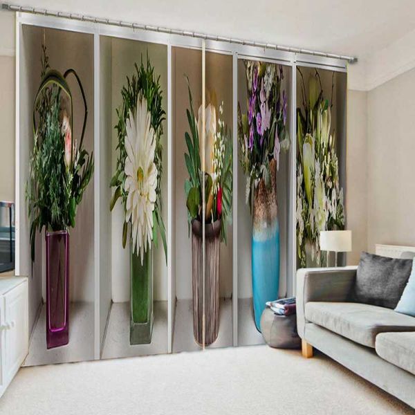 

blackout curtain flower printing curtains for living room bedroom home decor kitchen door drapes &