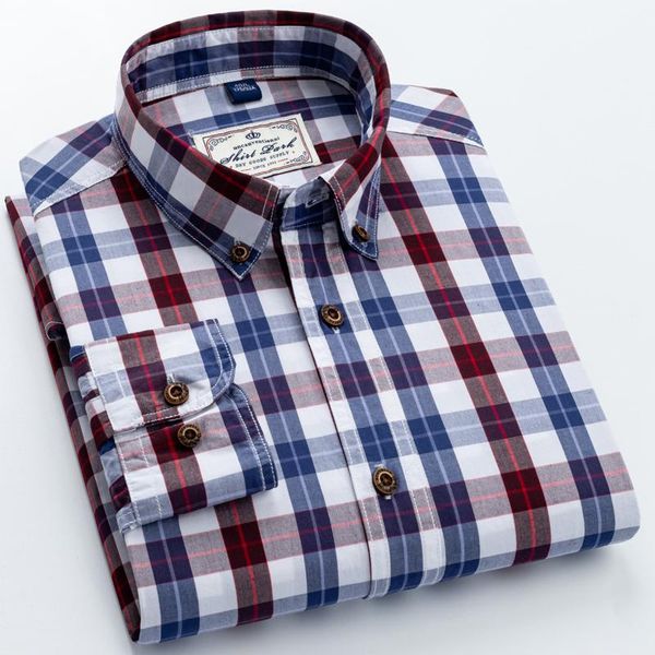 

men's casual shirts 100% cotton shirt classic plaid long sleeve s-4xl spring and autumn single breasted buttons for men, White;black