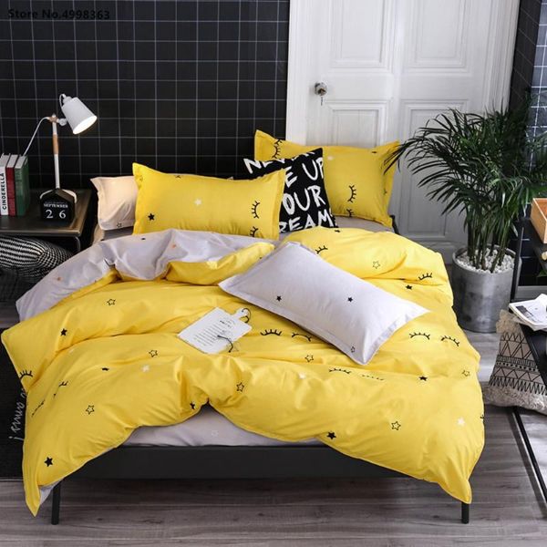 

bedding sets yellow eyelash duvet cover home textiles 3/4 piece creative quilt sheet pillowcase kids girls