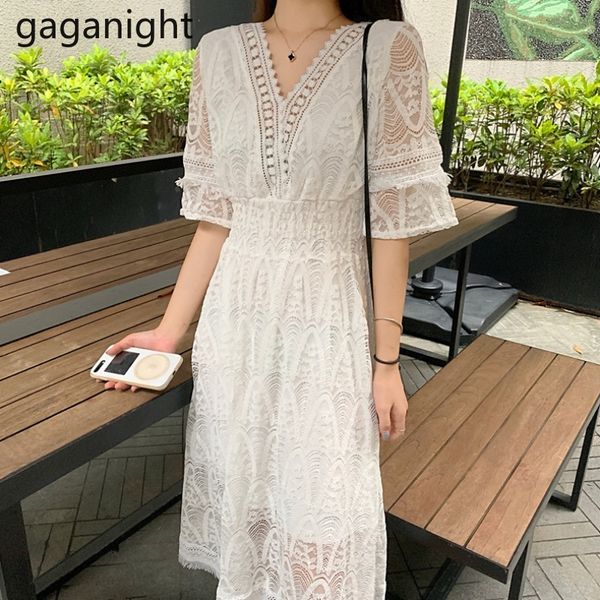 

gaganight women lace maxi party dress short sleeves v neck solid bodycon plus size dresses female elegant vestidos fashion robe 210519, Black;gray