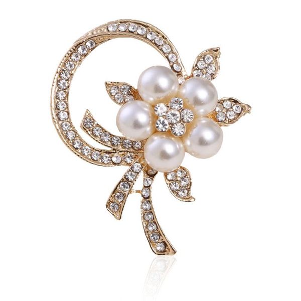 

pins, brooches prosperous pearl flower wreath of high-grade fashion diamond brooch plastron female accessories, Gray