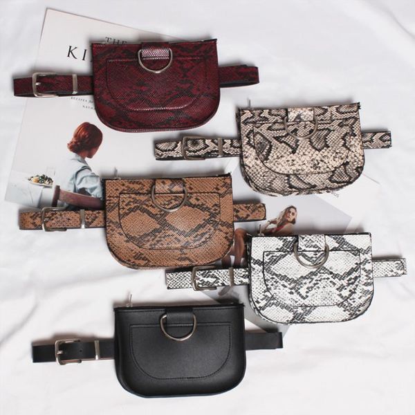 

women waist pack serpentine fanny pack pu leahter mini disco waist bag famale fashion snake skin waist belt purse