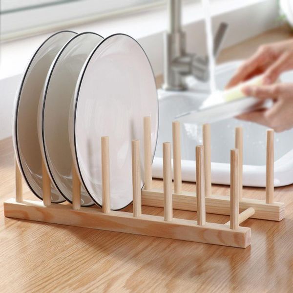 

kitchen storage & organization diy bamboo drainer wooden dish rack plates holder cabinet organizer for dish/cutting board/plate/cup/pot lid