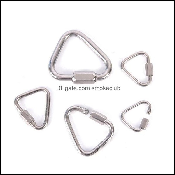 

carabiners cam hiking sports & outdoors solid triangle carabiner stainless steel keychain snap clip hook buckle screw safety lock for rock c