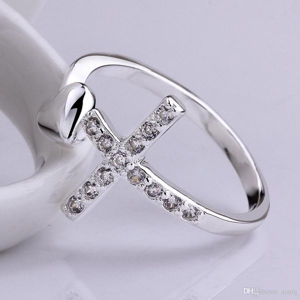 

woman midi rings exquisite cross zircon ring titanium steel silver love ring love wedding adjustable rru12, Golden;silver