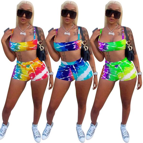 

yoga outfit women's temperament printing two piece set summer cool sleeveless outdoor vacation suit fitness tight sport