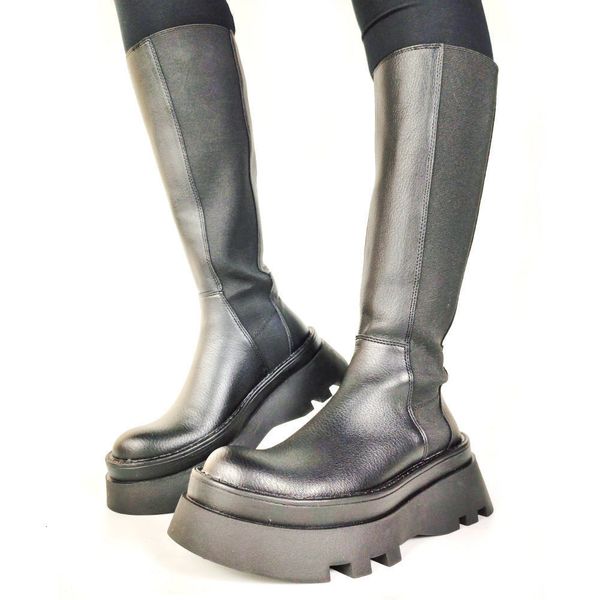 

boots female chunky cool punk mid calf shoes fashion long women thick bottom casual brand design black boots