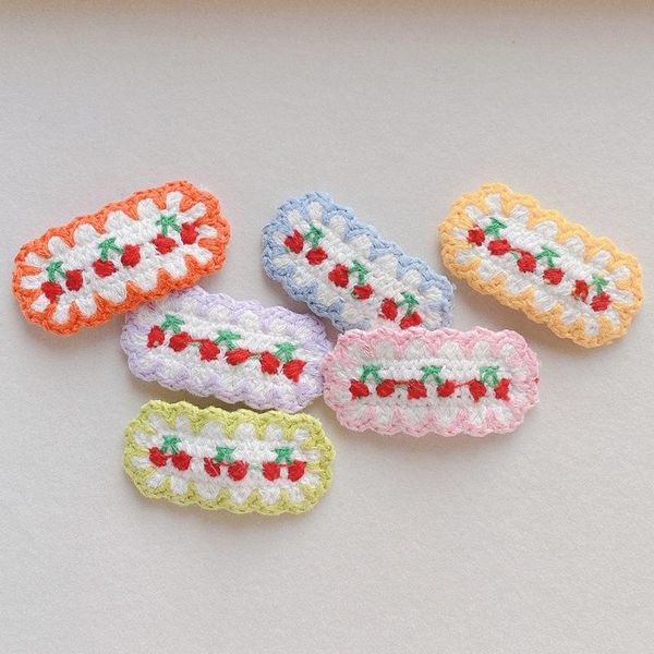 

hair accessories 6pcs/bag ins cute cherry hairpin woven bb clip girl heart bangs side headwear, Slivery;white
