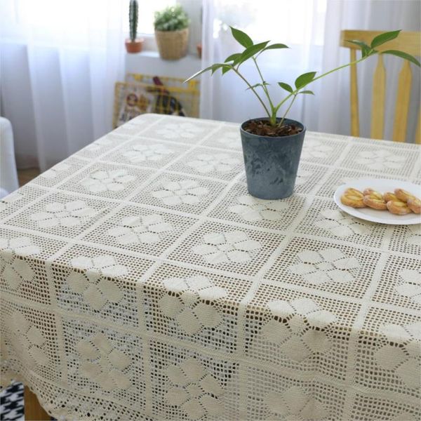 

table cloth retro nostalgic handmade crochet hook flower sofa towel cotton woven hollow fabric tablecloth universal cover