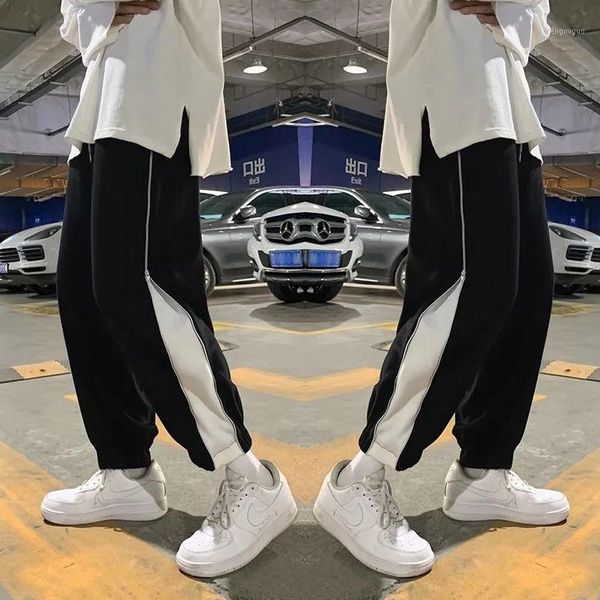 

fashion zipper leggings men's spring and autumn loose summer casual harem pants, Black