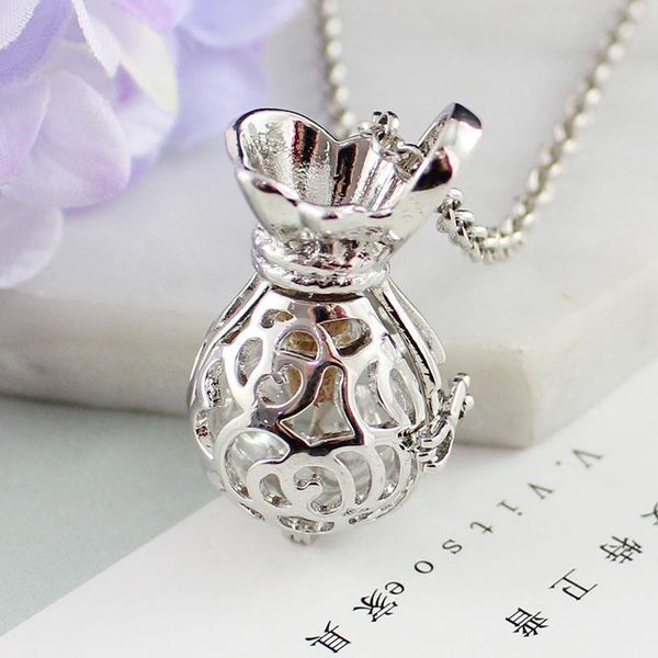 

pendant necklaces 1pc luckybag urn locket keepsake necklace jewelry memorial ash cremation, Silver