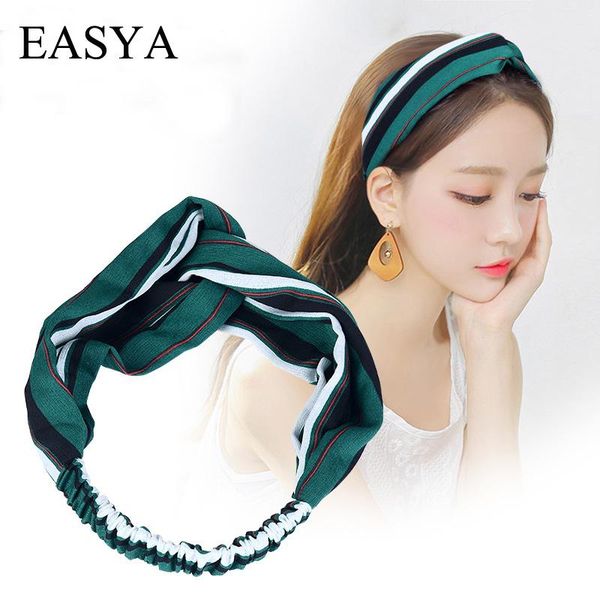 

hair clips & barrettes easya fashion green stripe hairband simple elastic knot headband hairwear for women girls accessories, Golden;silver