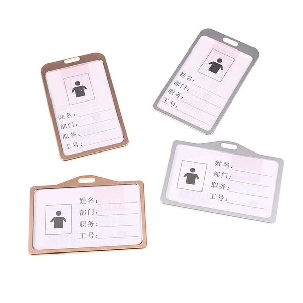 

card holders 1pc id holder work identity name badge exhibition aluminium alloy business, Brown;gray