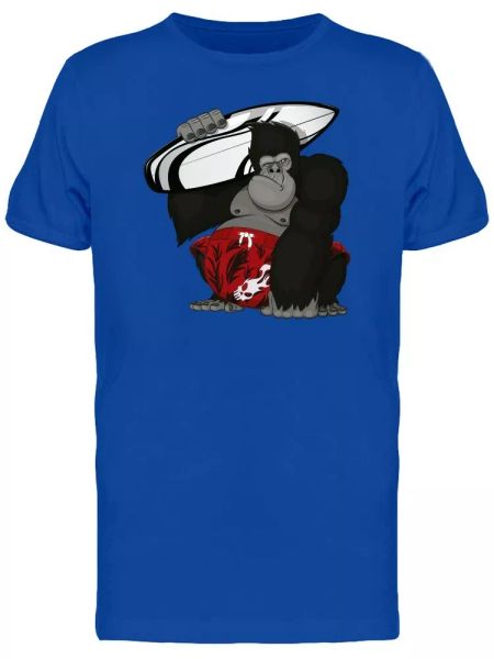 

gorilla surfer with shorts tee men's -image by shutterstock, White;black