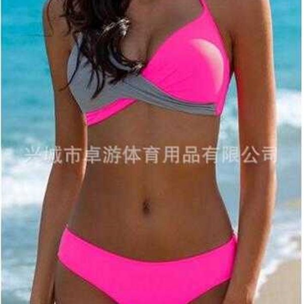 

factorykpz3 briefs 2019 new women's two color stitched cross swimsuit, White;black