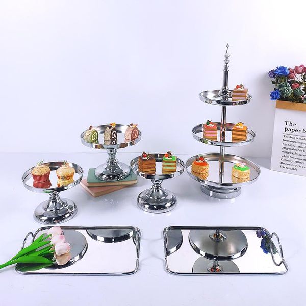 

other bakeware 3tier silver 3-6pcs wedding cake stand set gold mirror metal cupcake beautiful tray dessert display decoration tools
