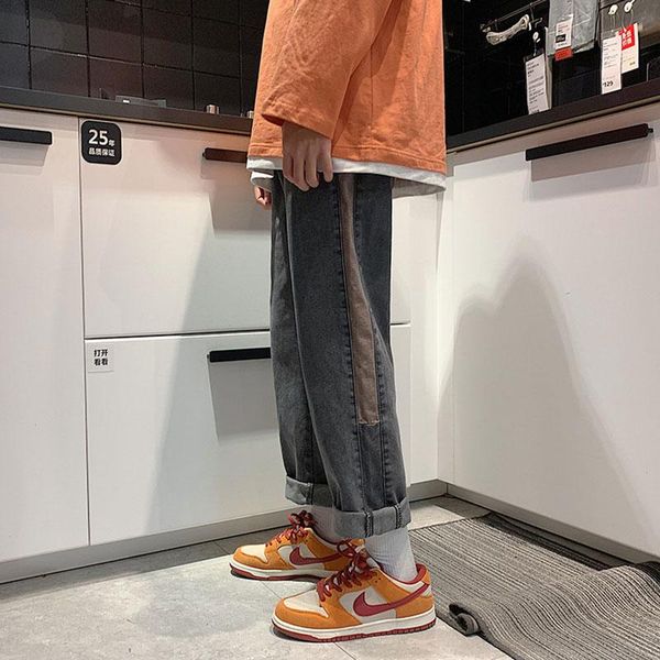 

men's jeans straight loose men's korean version of the trend casual nine-point pants trendy brand spring and summer, Blue
