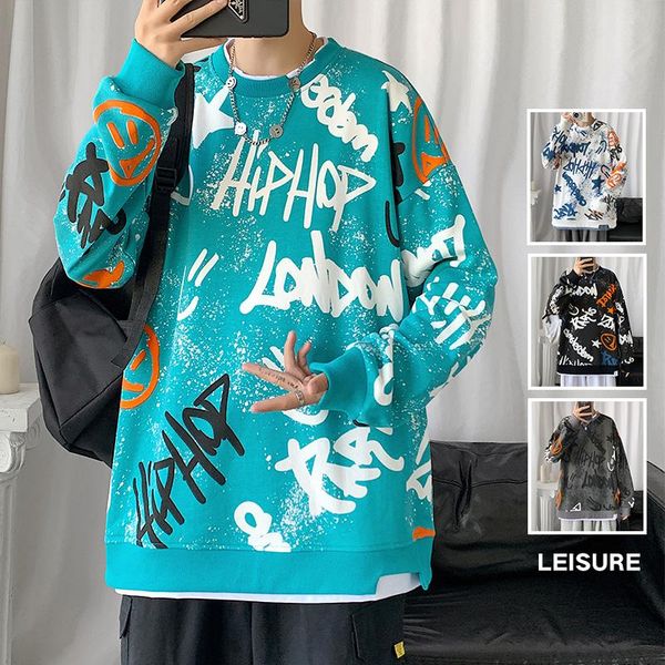 

men's hoodies & sweatshirts classic design fashion brand men's 2021 spring autumn hip hop loose casual punk streetwear clothes, Black