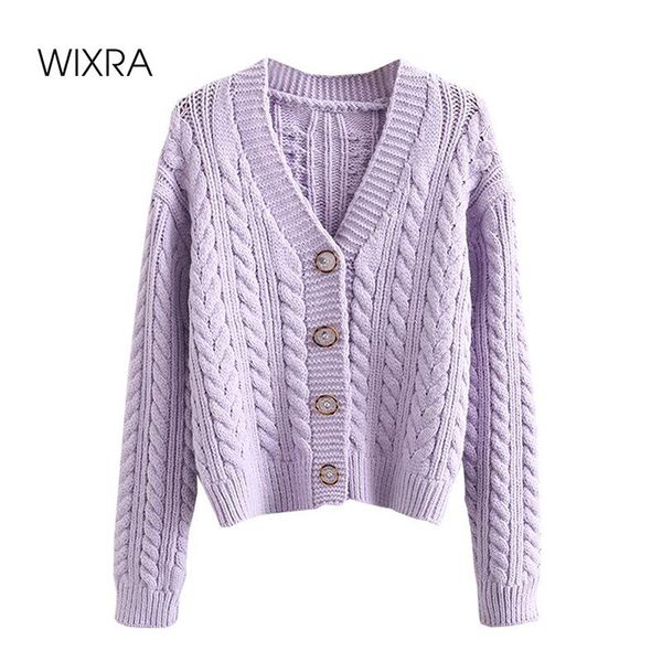 

wixra french style full sleeve cardigans womens v neck female buttons knitted solid sweaters autumn coats women's knits & tees, White
