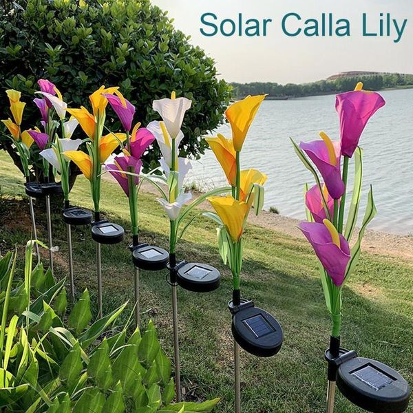 

decorative flowers & wreaths solar lily flower light stake garden backyard 1 with b0q4