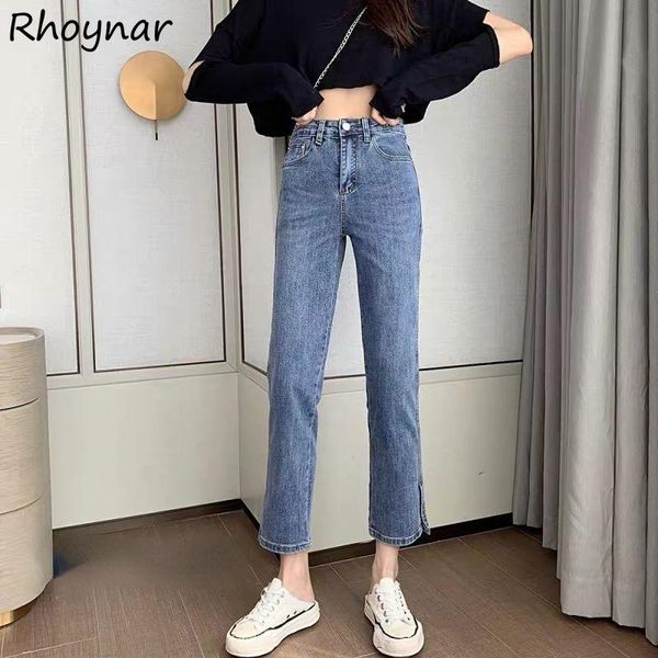 

women's jeans womens summer vintage daily leisure soft female fashion simple chic fit large size ulzzang empire all-match clothing, Blue