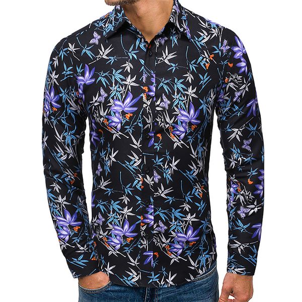 

luminous petal pattern men's long-sleeved t shirt high-quality comfortable fit fashion retro style travel office entertainment, White;black