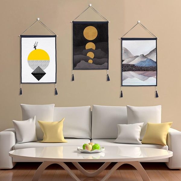 

tapestries 3pc/set nordic wall hanging tapestry hills sunset landscape art background cloth home decor 45x65cm