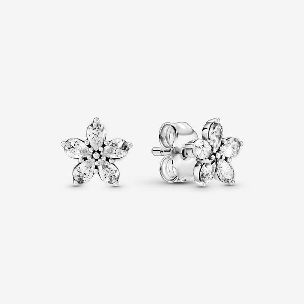 Designer jóias 925 prata brinco coração prisionos de orelha apto pandora sparkling snowflake garanhão brincos moda amor brincos europeu estilo Murano