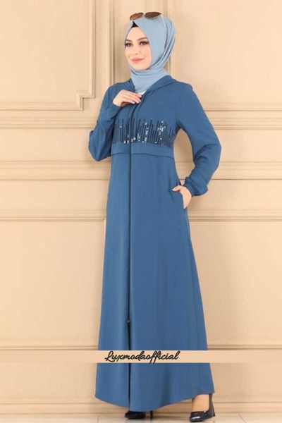 

ethnic clothing sequin detailed hooded abaya 810st241, Red