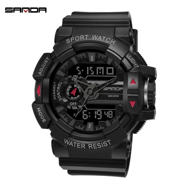 

sanda men sports watch casual fashion electronic male waterproof erkek kol saati wristwatches, Slivery;brown