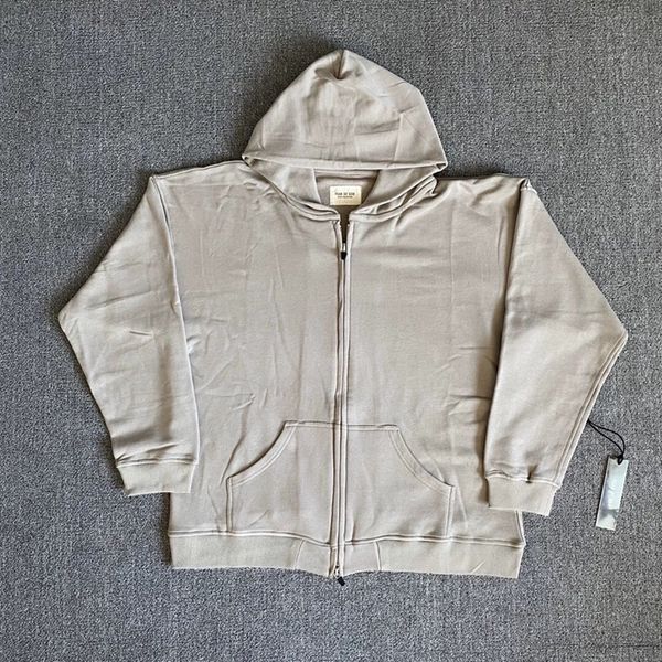 

fear of god fog season 6 god grey hooded hoodie sweater men's women's zipper jacket high quality, Black;brown