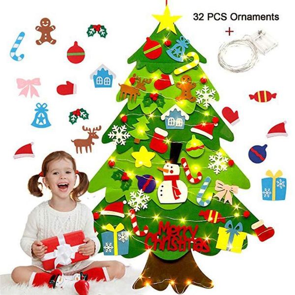 

christmas decorations felt tree diy soft with ornaments and string light christma santa claus